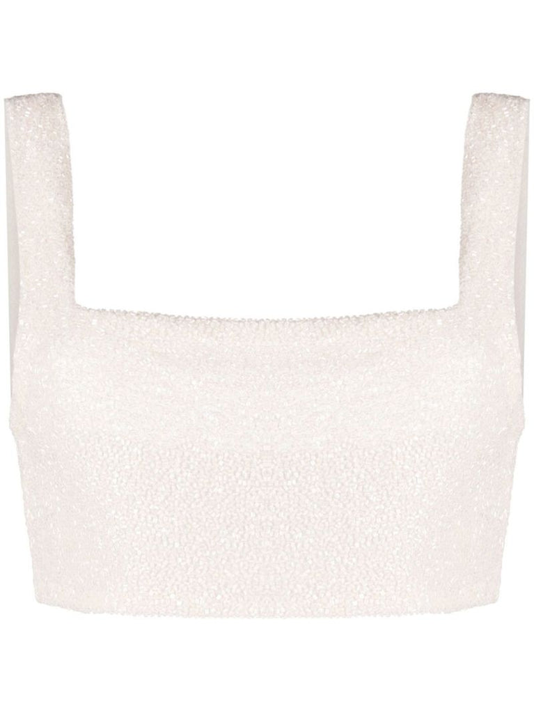 Pink Square-neck Cropped Top
