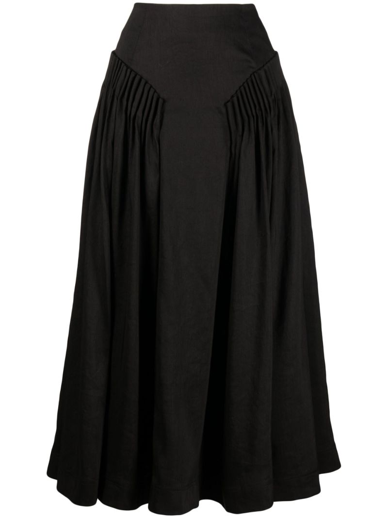 Black Yves Pleated Midi Skirt