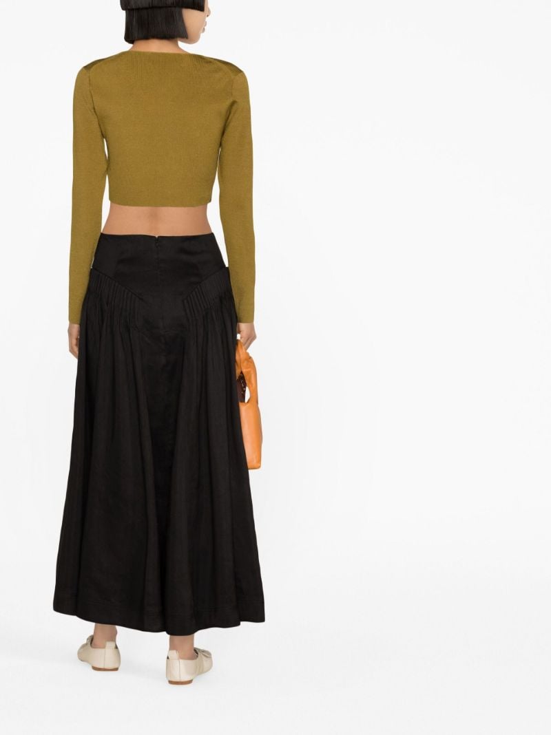 Black Yves Pleated Midi Skirt