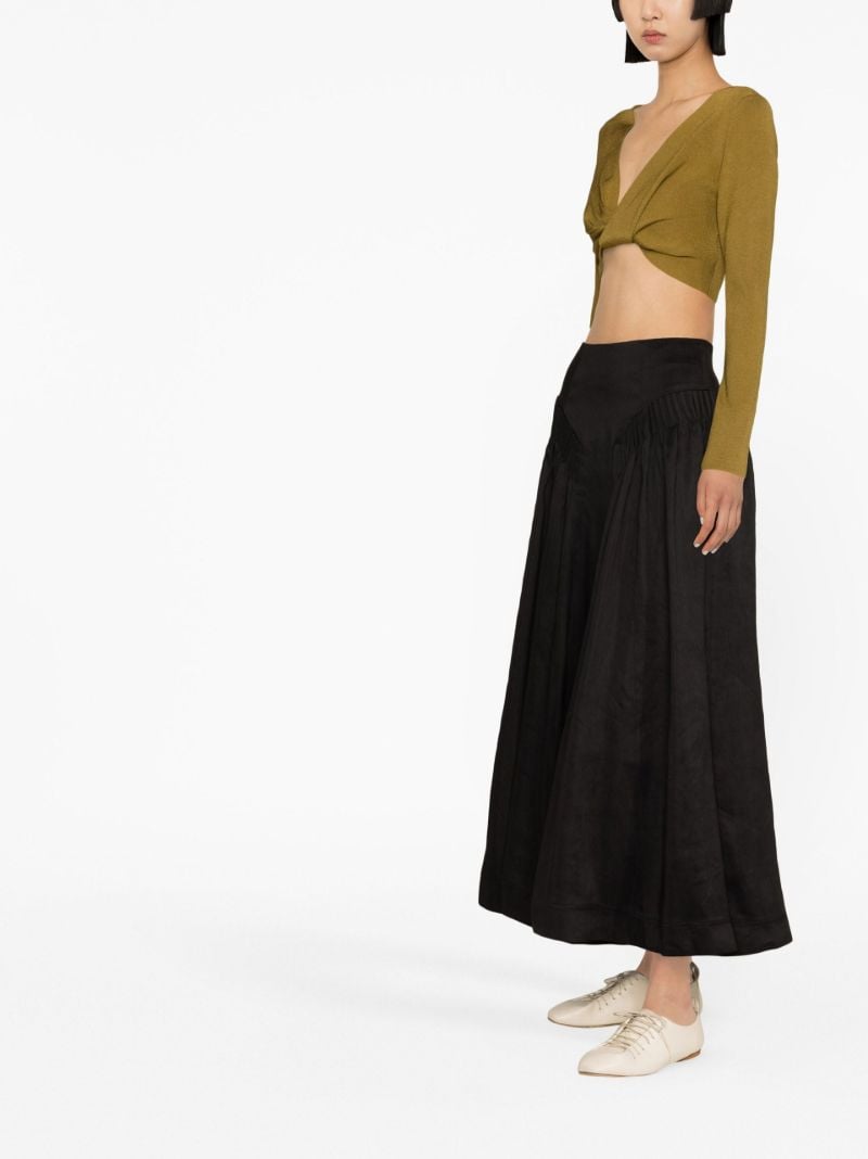 Black Yves Pleated Midi Skirt