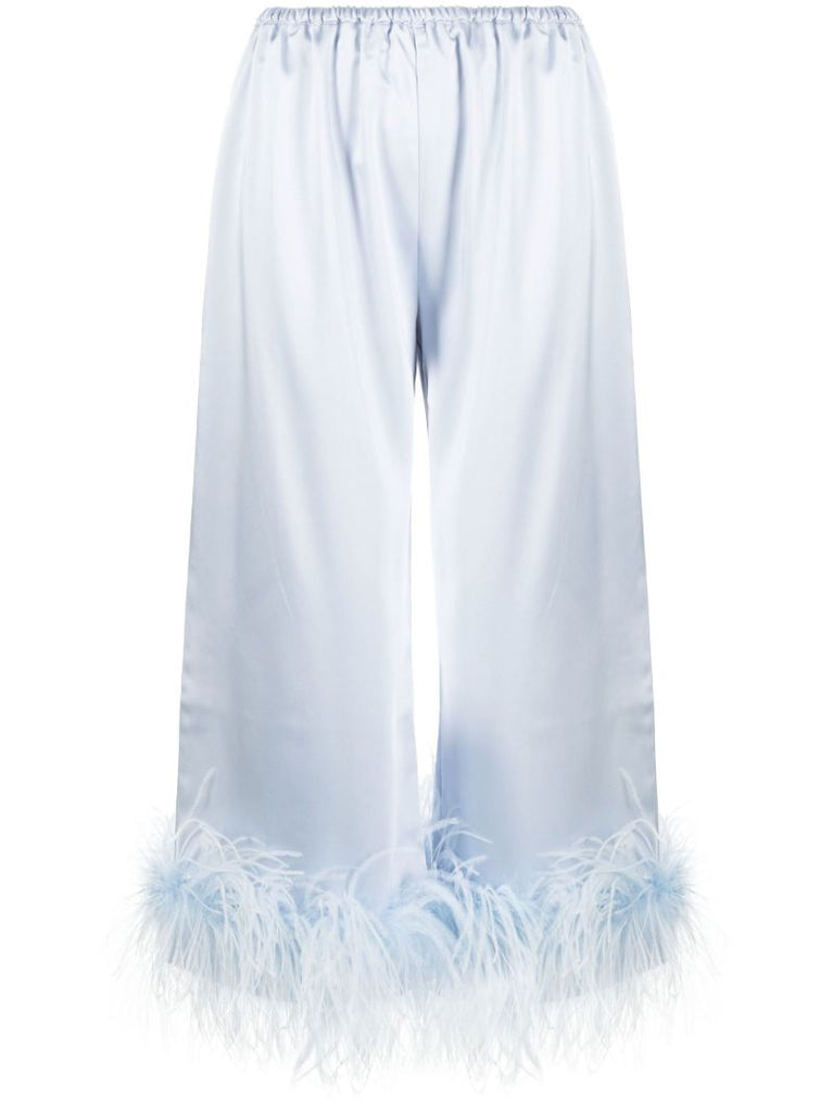 Blue Mandrake Feather-trim Trousers