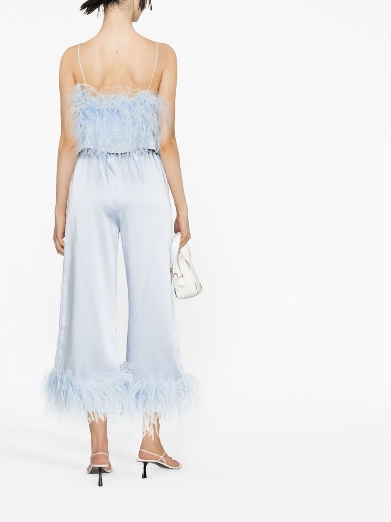 Blue Mandrake Feather-trim Trousers