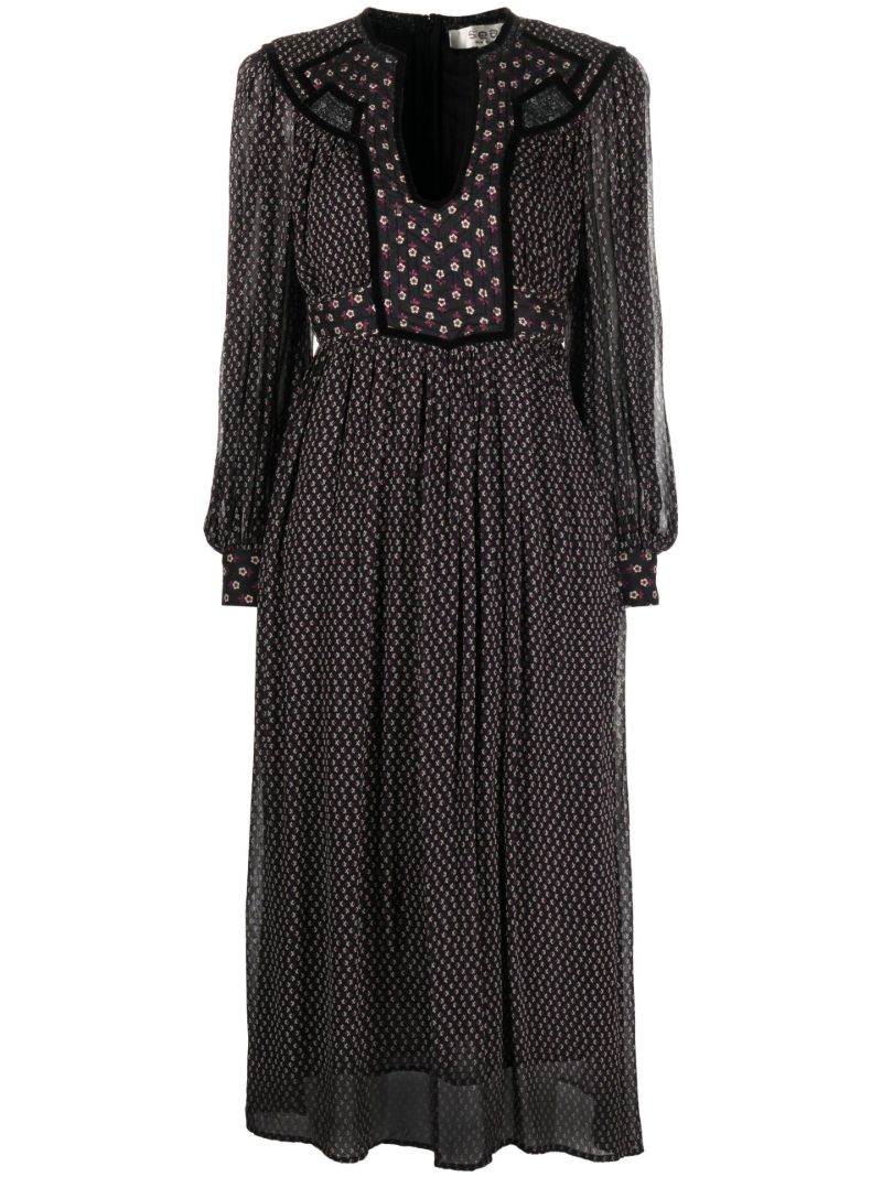 Black Alani Floral Midi Dress