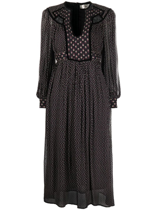 Black Alani Floral Midi Dress