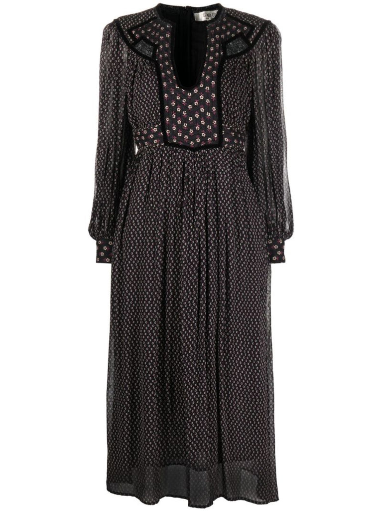 Black Alani Floral Midi Dress