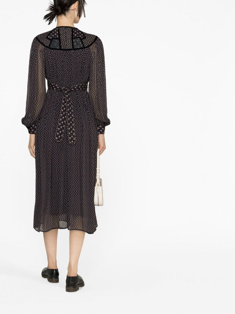 Black Alani Floral Midi Dress