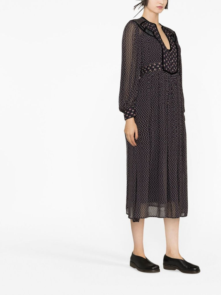 Black Alani Floral Midi Dress