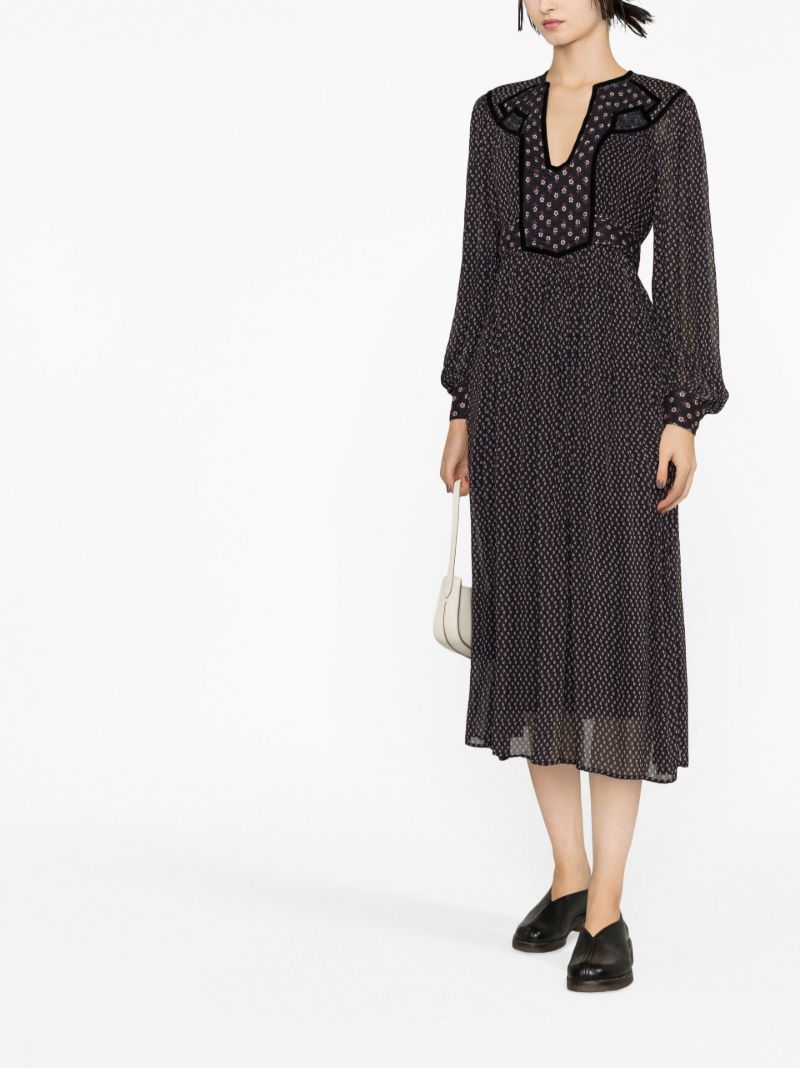 Black Alani Floral Midi Dress