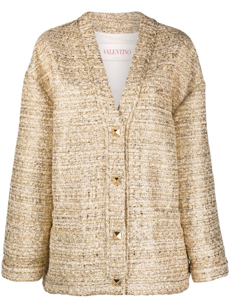 Gold Roman Stud Metallic Tweed Jacket