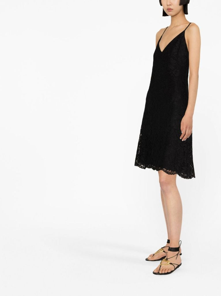 Black Floral Lace Slip Dress