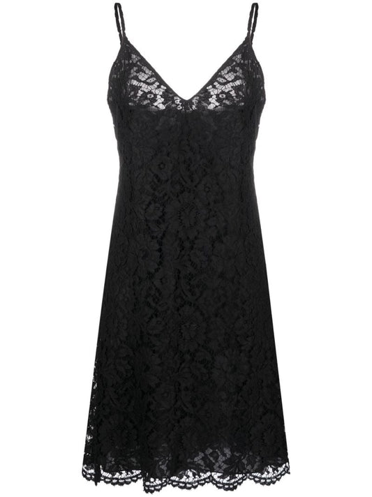 Black Floral Lace Slip Dress