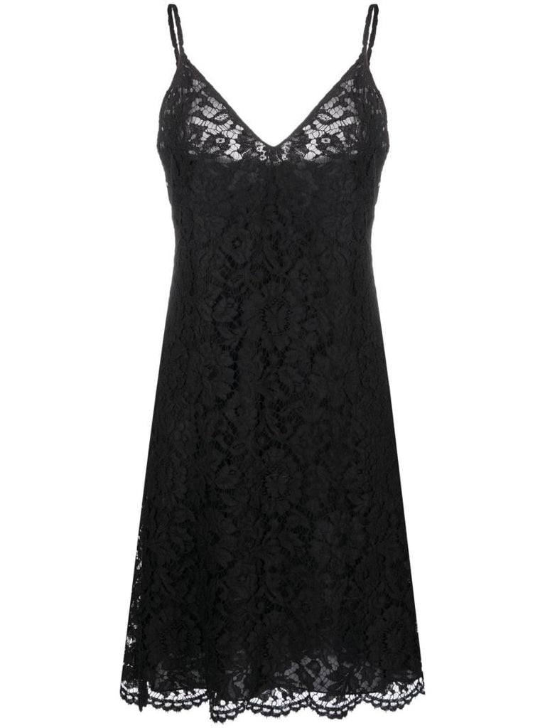 Black Floral Lace Slip Dress