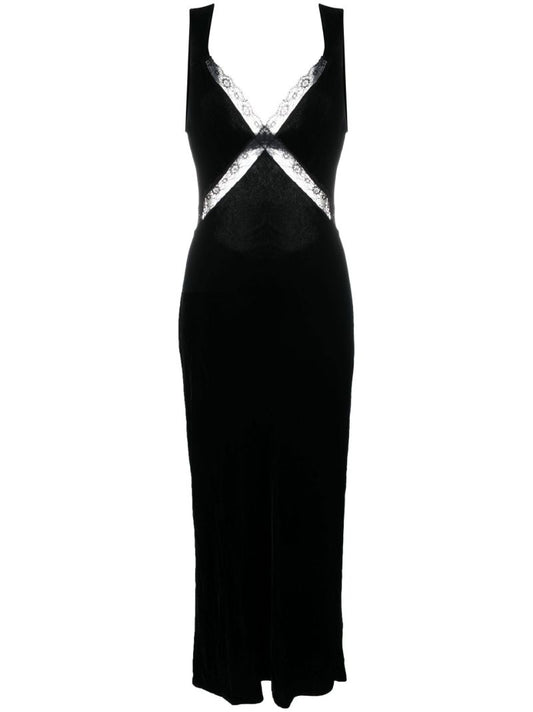 Black Lorenzo Velvet Midi Dress