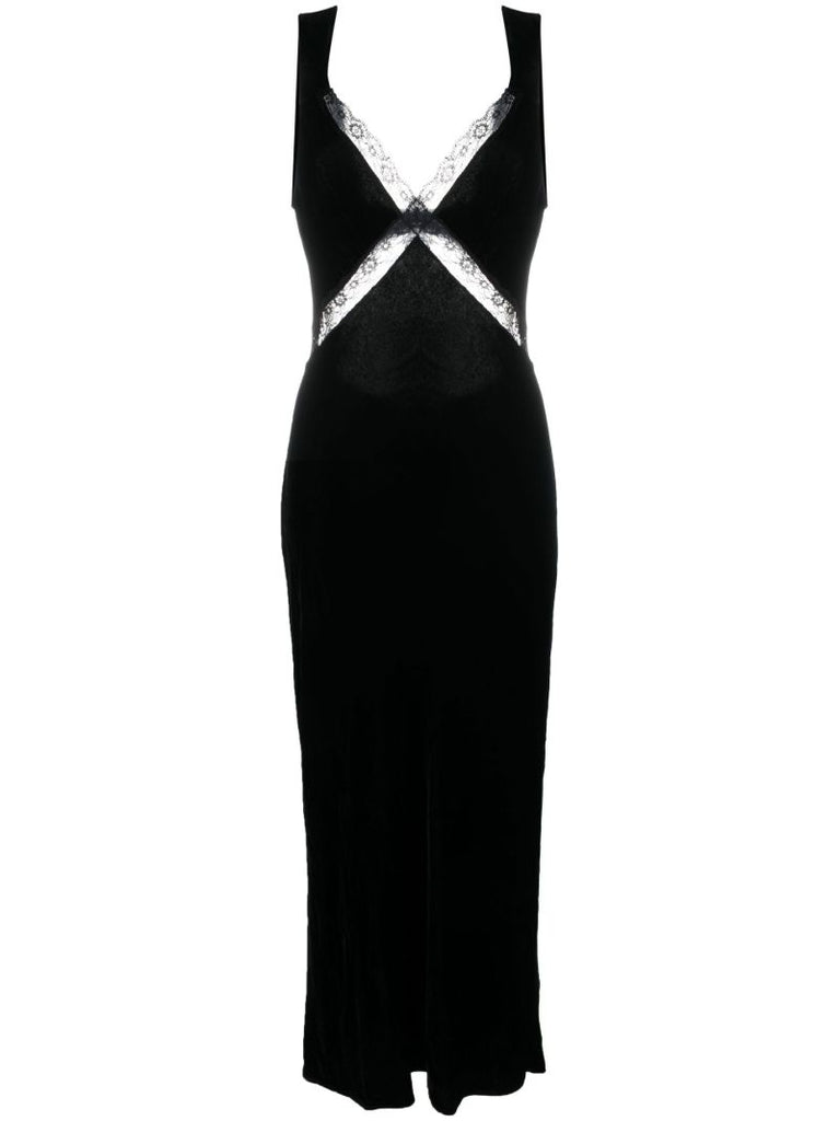 Black Lorenzo Velvet Midi Dress