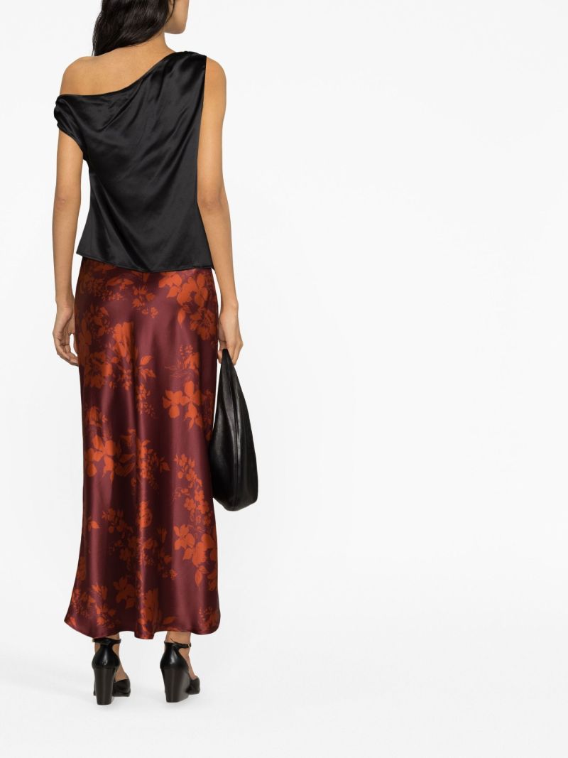 Black Annika One-shoulder Silk Top
