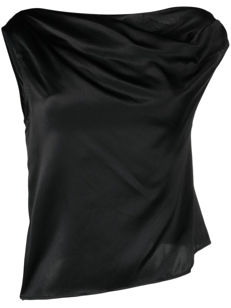 Black Annika One-shoulder Silk Top