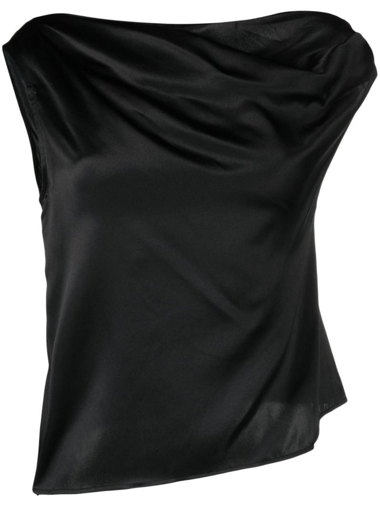 Black Annika One-shoulder Silk Top