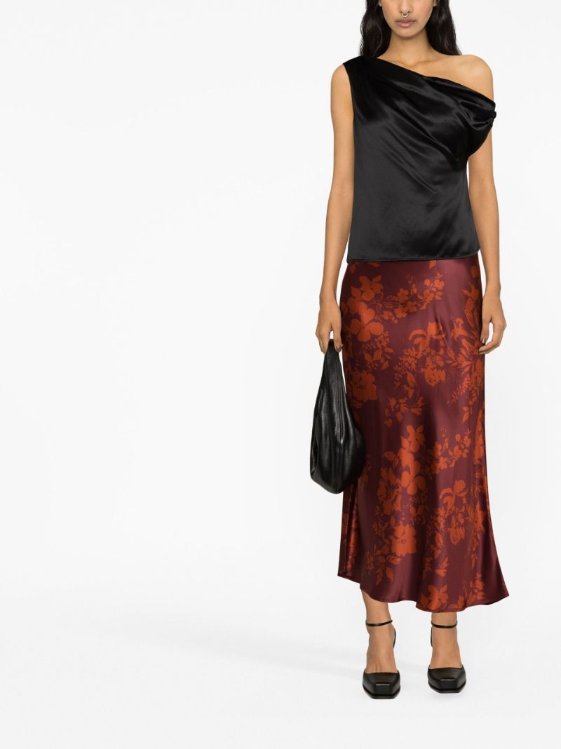 Black Annika One-shoulder Silk Top