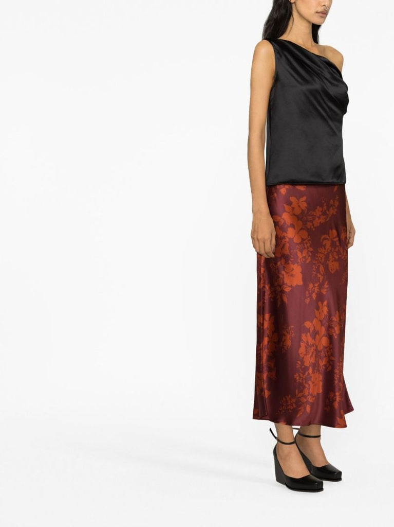 Black Annika One-shoulder Silk Top