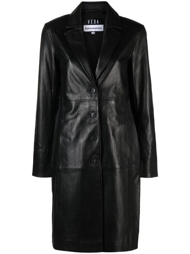 Black Veda Crosby Longline Leather Blazer