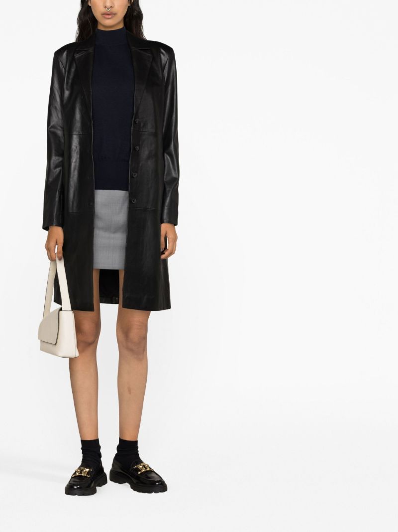 Black Veda Crosby Longline Leather Blazer