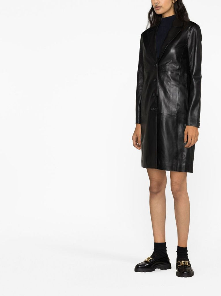 Black Veda Crosby Longline Leather Blazer