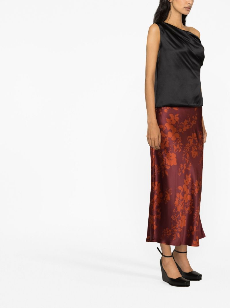 Red Layla Floral Print Silk Midi Skirt