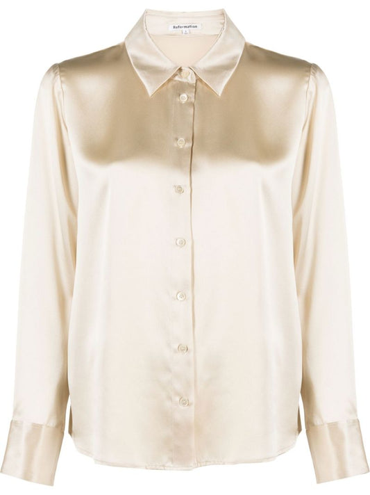 Neutral Sky Silk Shirt