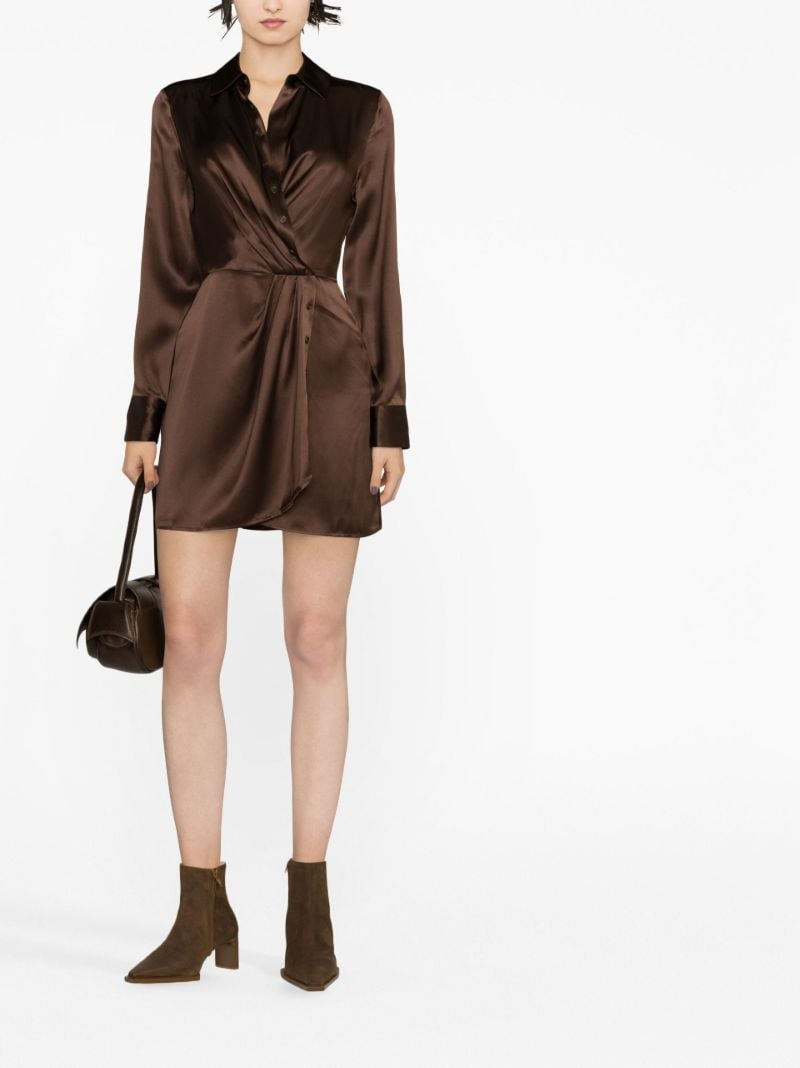 Brown Alaine Silk Wrap Shirtdress