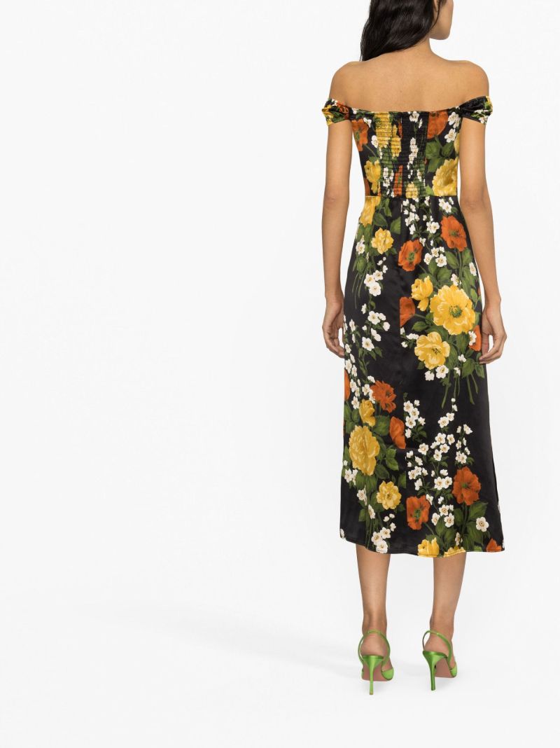 Black Genesis Floral Print Silk Dress