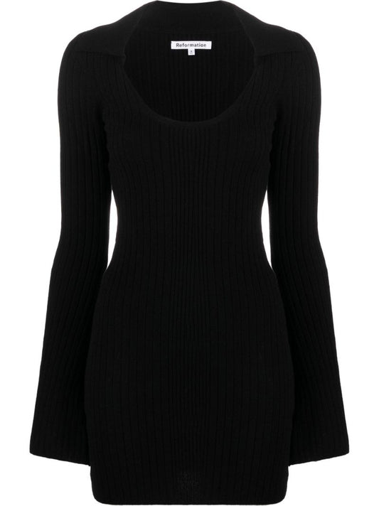 Black Farfalle Cashmere Mini Dress