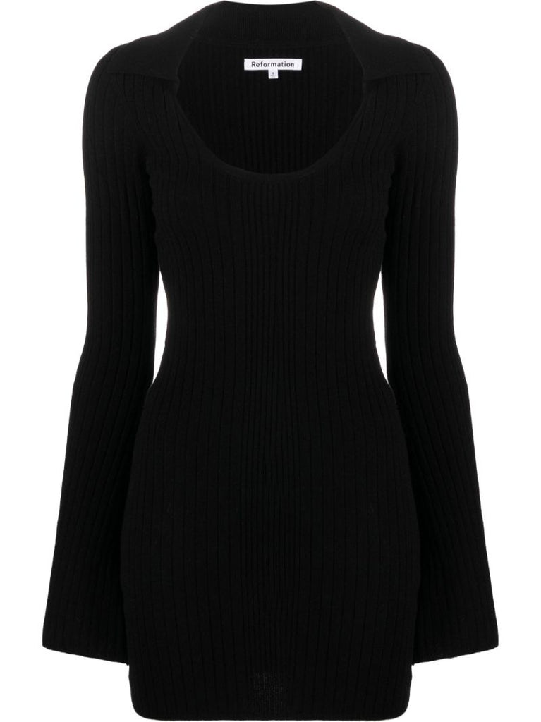 Black Farfalle Cashmere Mini Dress