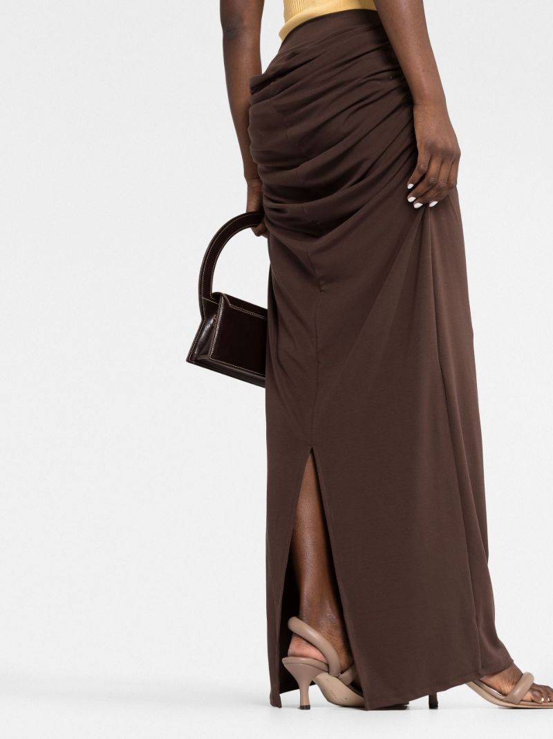 Brown Draped Maxi Skirt