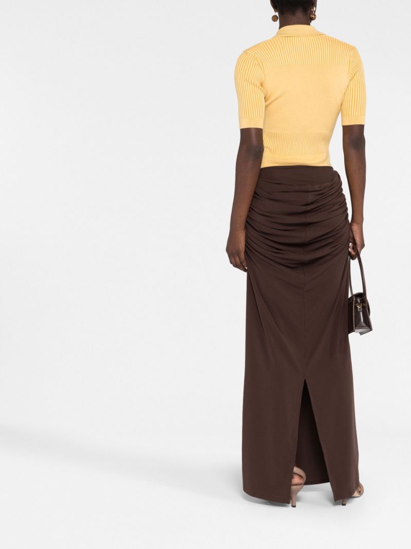 Brown Draped Maxi Skirt