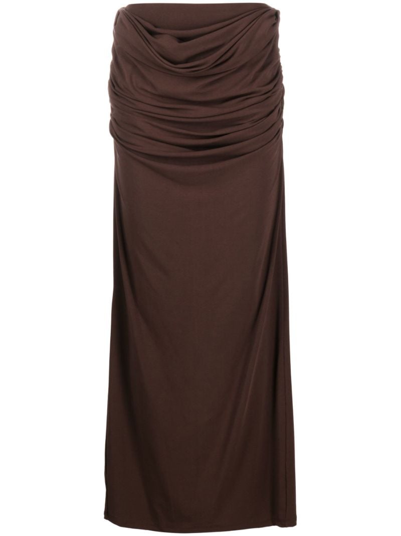 Brown Draped Maxi Skirt