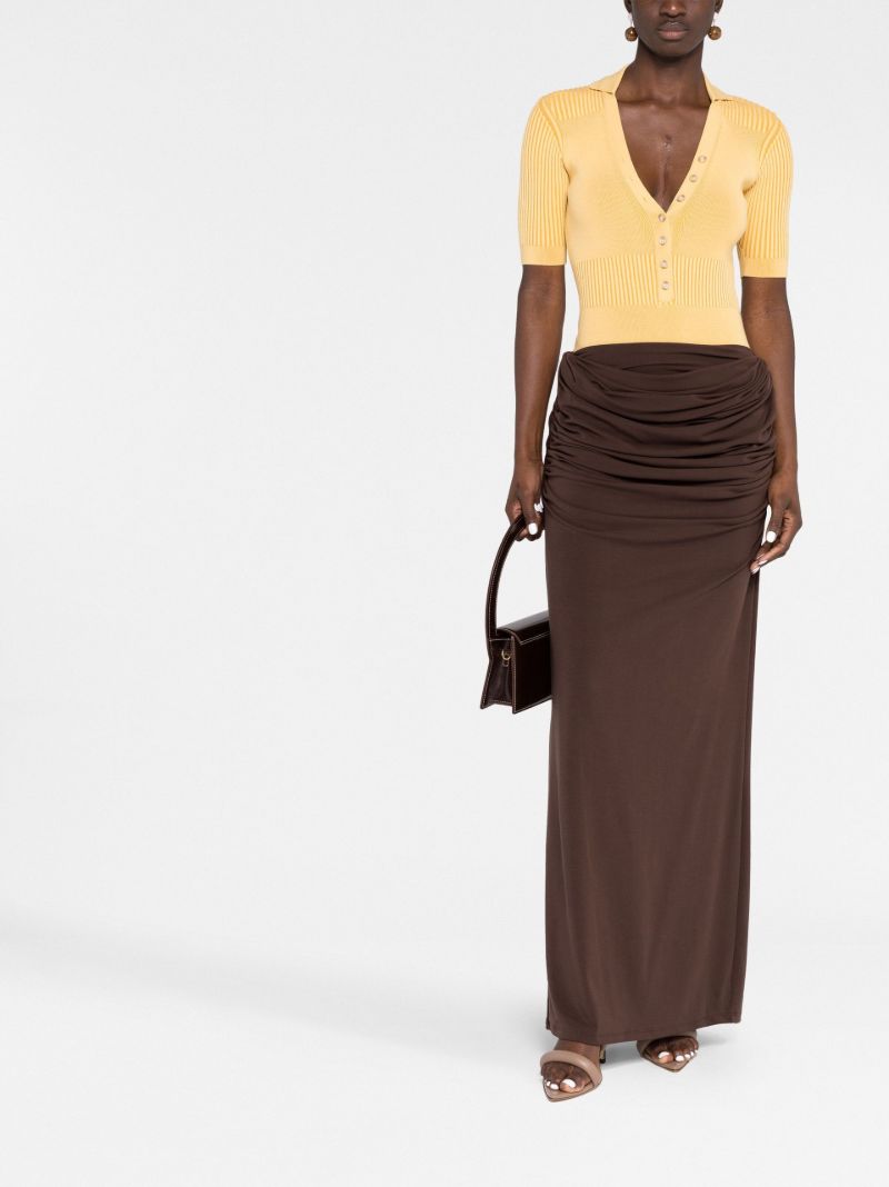 Brown Draped Maxi Skirt