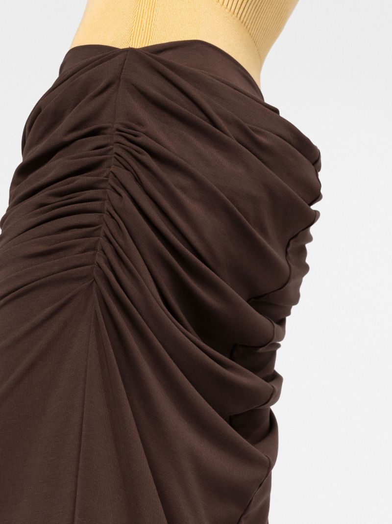 Brown Draped Maxi Skirt