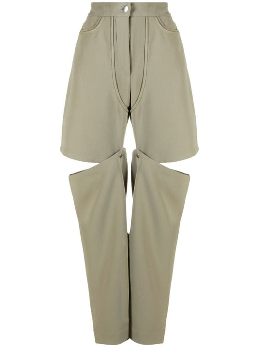 Green Emelio Cut-out Cargo Trousers