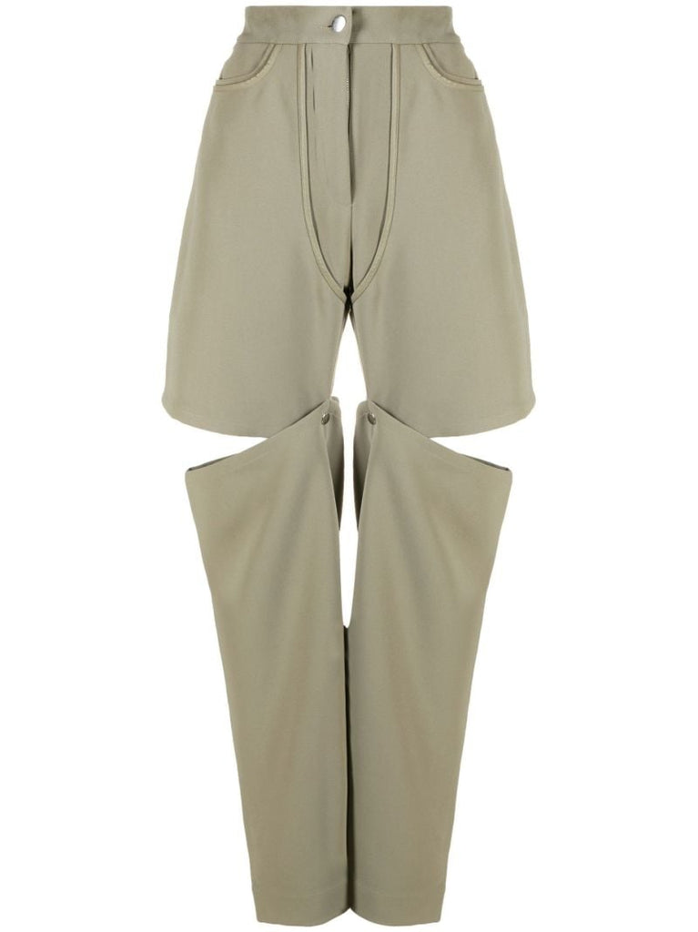 Green Emelio Cut-out Cargo Trousers