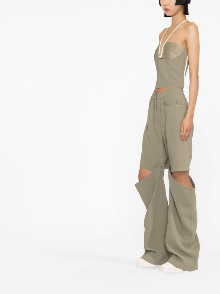 Green Emelio Cut-out Cargo Trousers