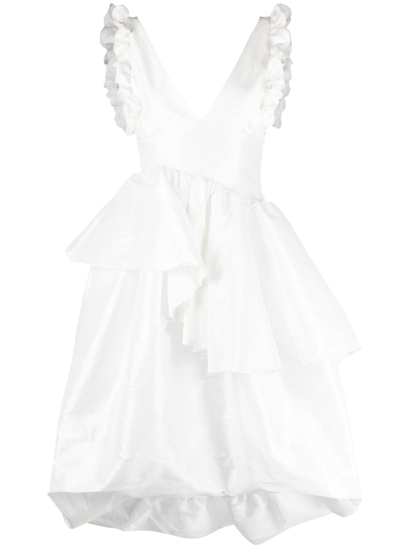 White Lori Ruffled Midi Dress
