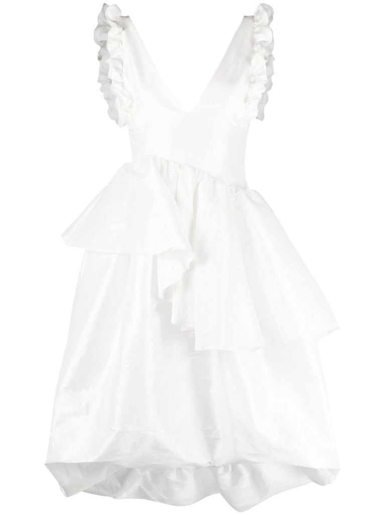 White Lori Ruffled Midi Dress