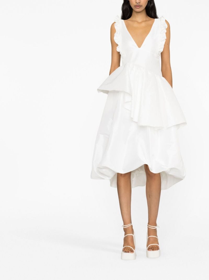 White Lori Ruffled Midi Dress