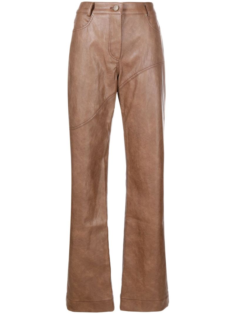 Brown Laney Vegan Leather Straight-leg Trousers
