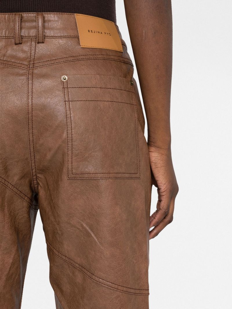 Brown Laney Vegan Leather Straight-leg Trousers