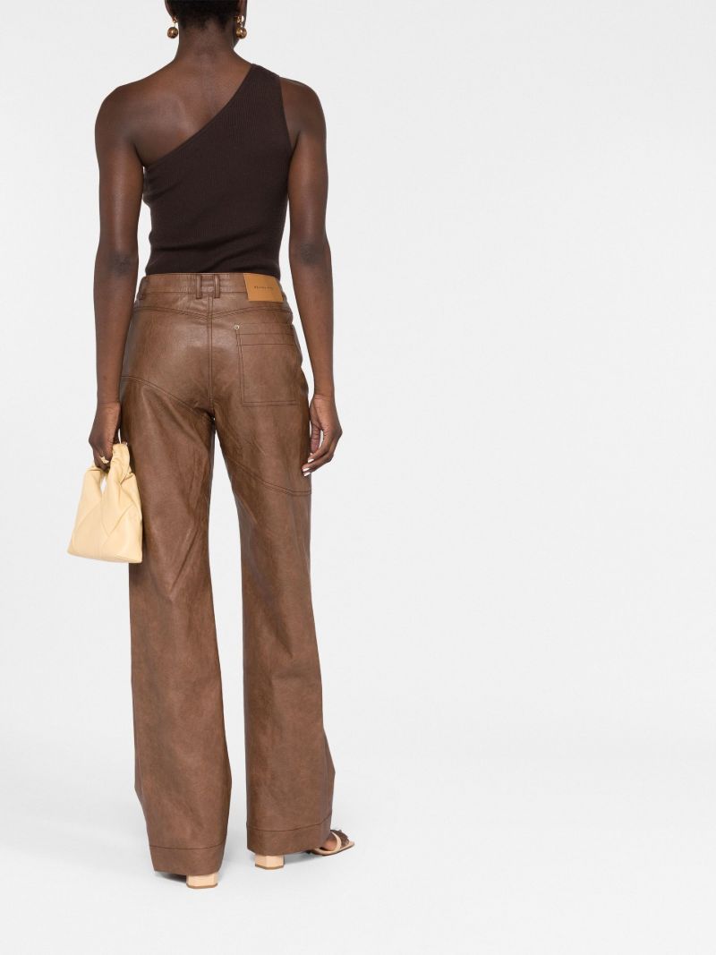 Brown Laney Vegan Leather Straight-leg Trousers