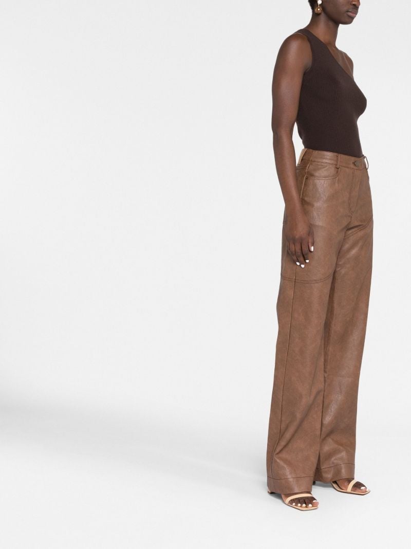 Brown Laney Vegan Leather Straight-leg Trousers