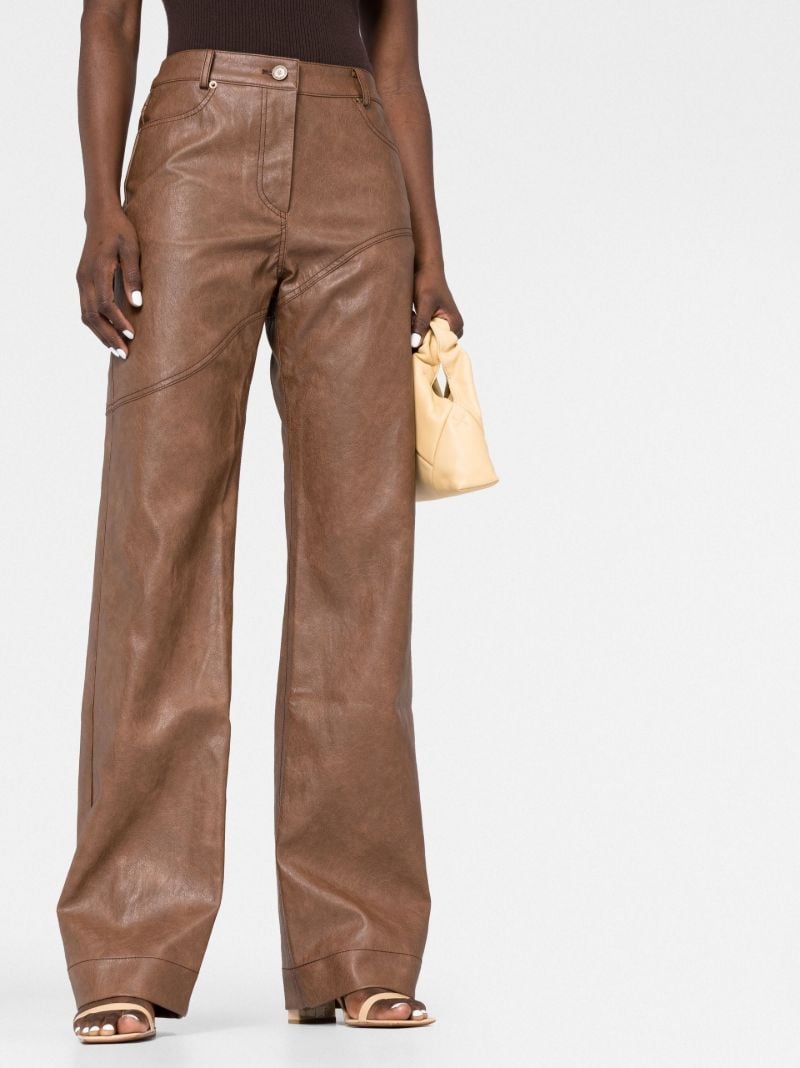 Brown Laney Vegan Leather Straight-leg Trousers