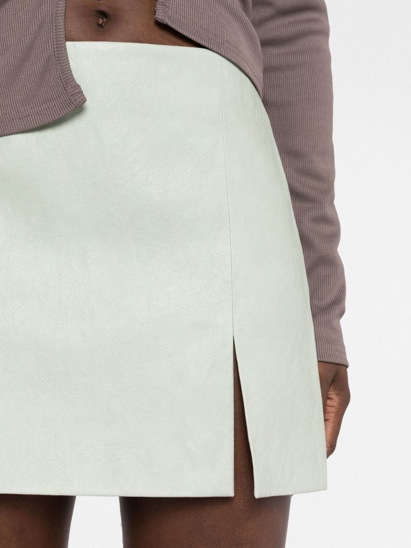Green Della Faux-leather Mini Skirt