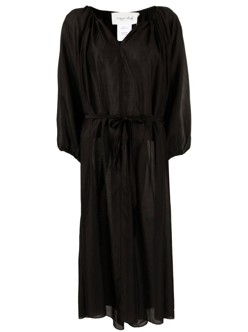Black V-neck Midi Dress